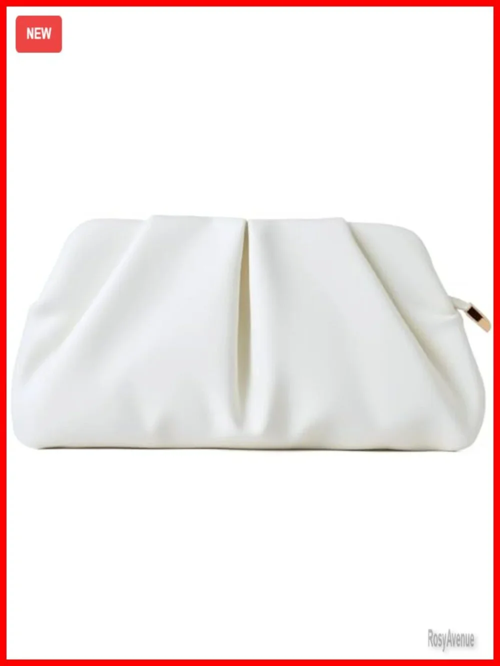 Ruched PU Leather Clutch Purse with Detachable Chain Crossbody Bag